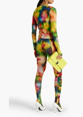 Dries Van Noten - Ruched tie-dyed mesh leggings - Yellow - XS