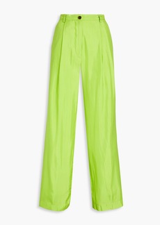 Dries Van Noten - Silk and cotton-blend wide-leg shantung pants - Green - FR 40