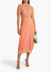 Dries Van Noten - Silk-crepon midi shirt dress - Orange - FR 38