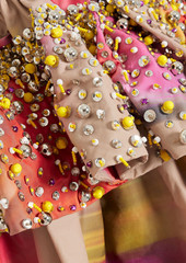 Dries Van Noten - Strapless embellished taffeta and cloqué-jacquard midi dress - Neutral - FR 38