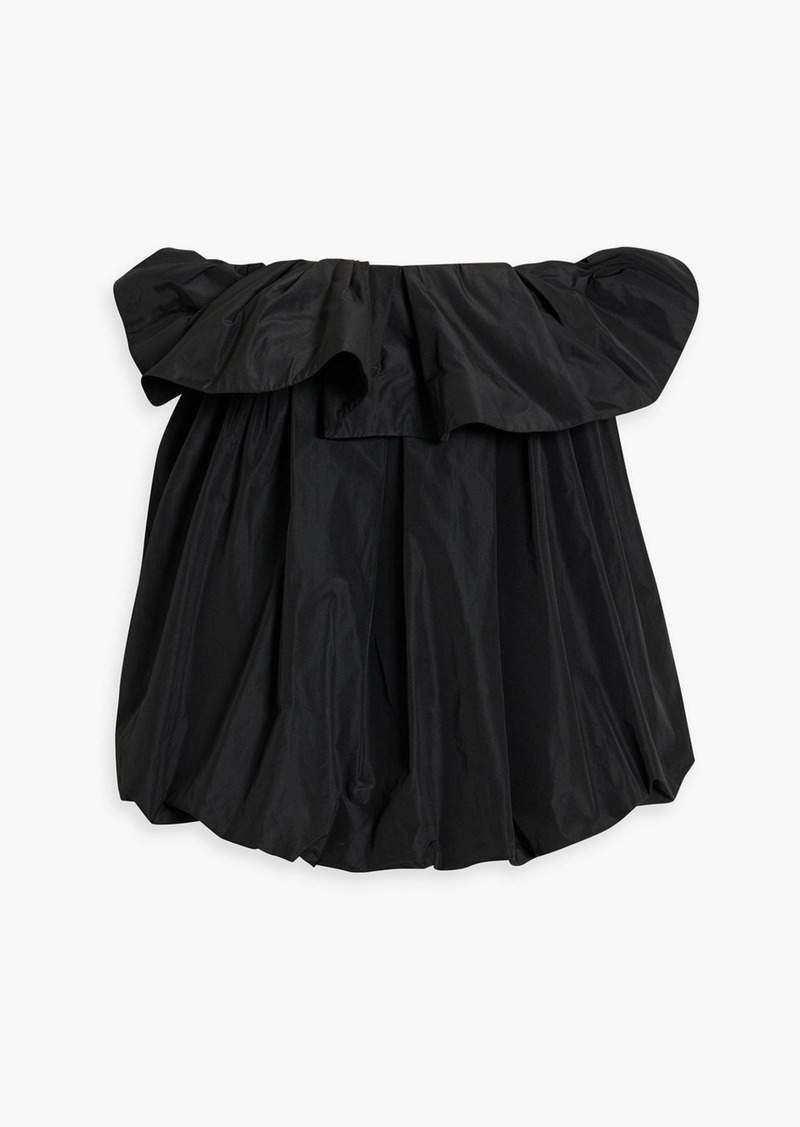 Dries Van Noten - Strapless ruffled cloqué-paneled taffeta top - Black - FR 34