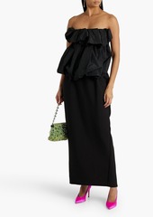 Dries Van Noten - Strapless ruffled cloqué-paneled taffeta top - Black - FR 34