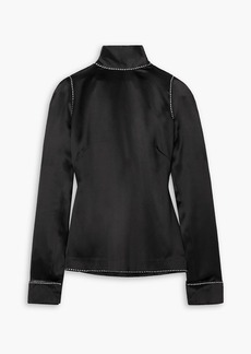 Dries Van Noten - Tie-detailed crystal-embellished silk-satin blouse - Black - FR 40