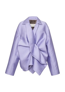 Dries Van Noten - Vanas Gathered Silk-Blend Jacket - Purple - L - Moda Operandi