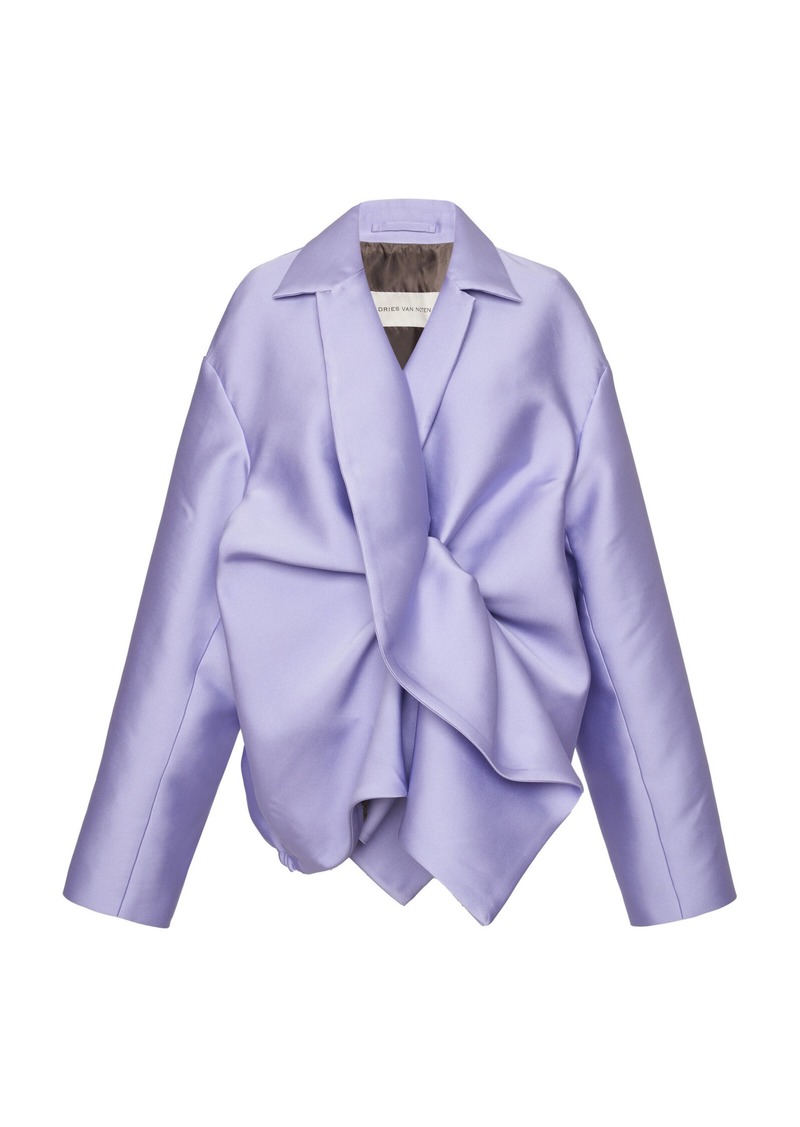 Dries Van Noten - Vanas Gathered Silk-Blend Jacket - Purple - L - Moda Operandi