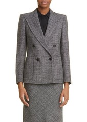 Dries Van Noten Beau Double Breasted Wool Tweed Blazer