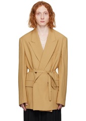 Dries Van Noten Beige Belted Blazer