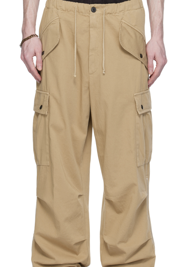 Dries Van Noten Beige Drawstring Cargo Pants