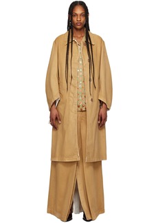 Dries Van Noten Beige Dropped Shoulder Denim Coat