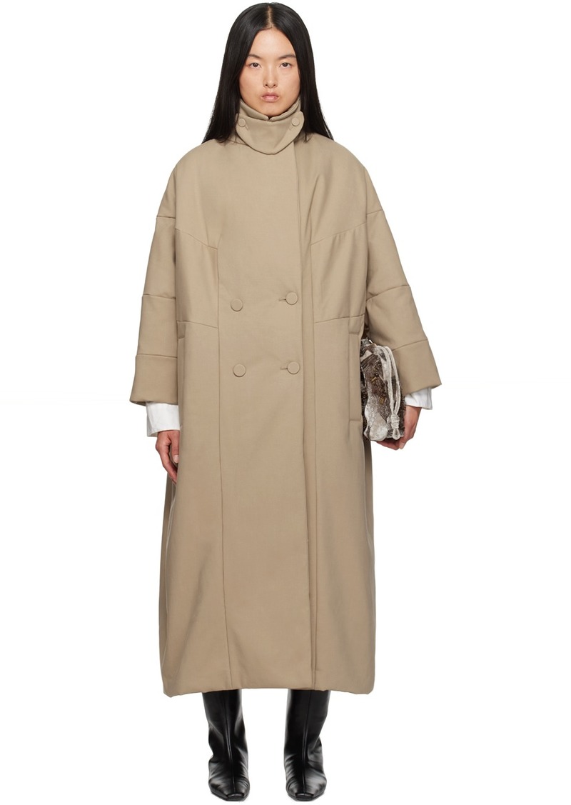 Dries Van Noten Beige Long Cocoon Coat