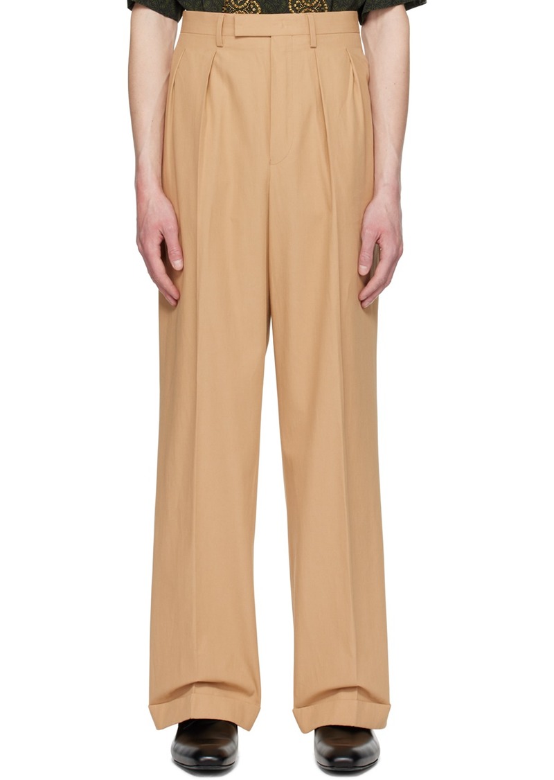 Dries Van Noten Beige Pleated Trousers