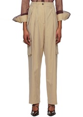 Dries Van Noten Beige Pleated Trousers