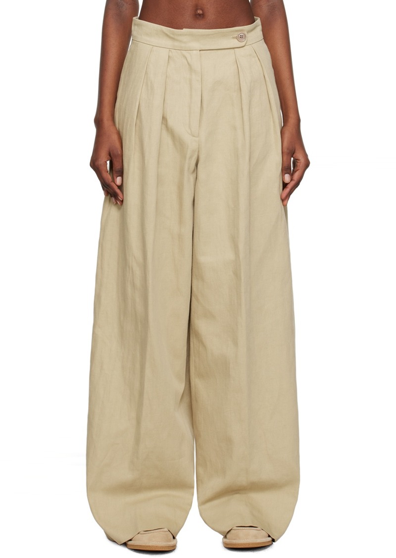 Dries Van Noten Beige Pleated Trousers