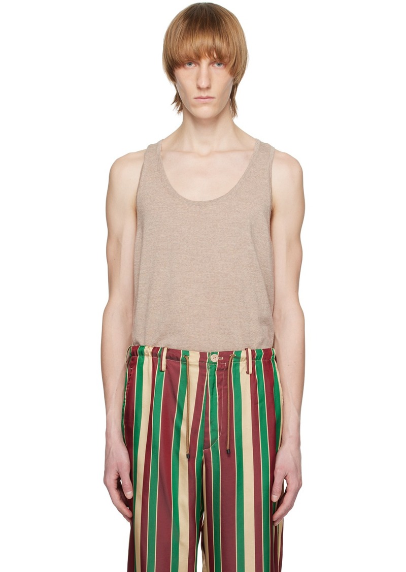 Dries Van Noten Beige Rib Trim Tank Top