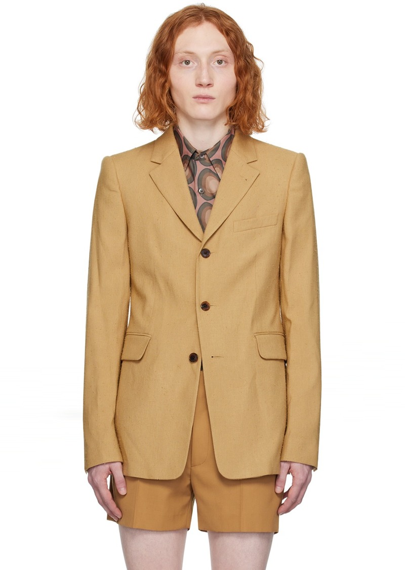 Dries Van Noten Beige Three-Button Blazer