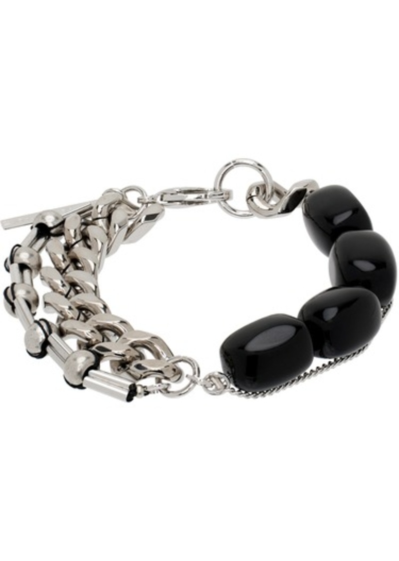 Dries Van Noten Black & Silver Stone Chain Bracelet