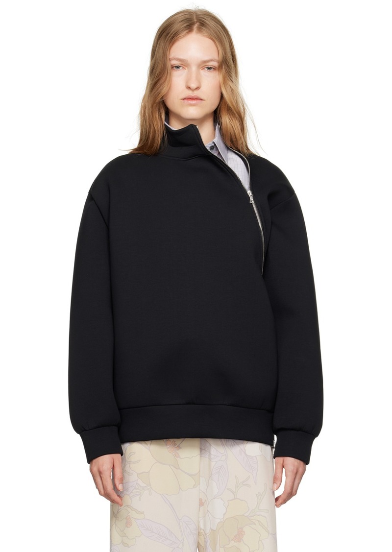 Dries Van Noten Black Asymmetric Zip Sweatshirt