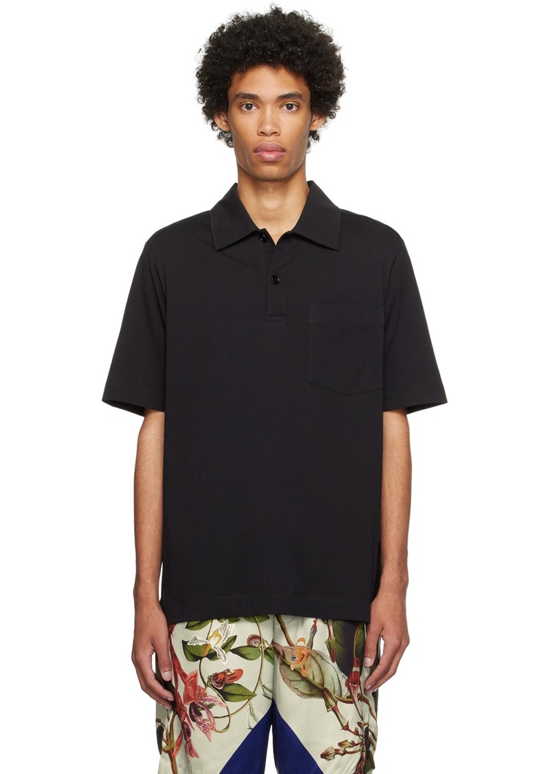 Dries Van Noten Black Buttoned Polo