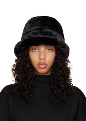 Dries Van Noten Black Faux-Fur Bucket Hat