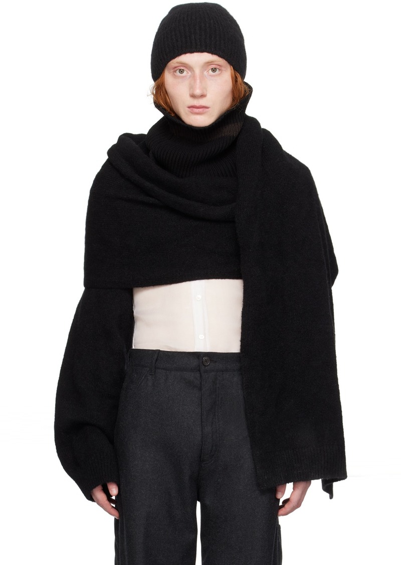 Dries Van Noten Black Funnel Neck Scarf