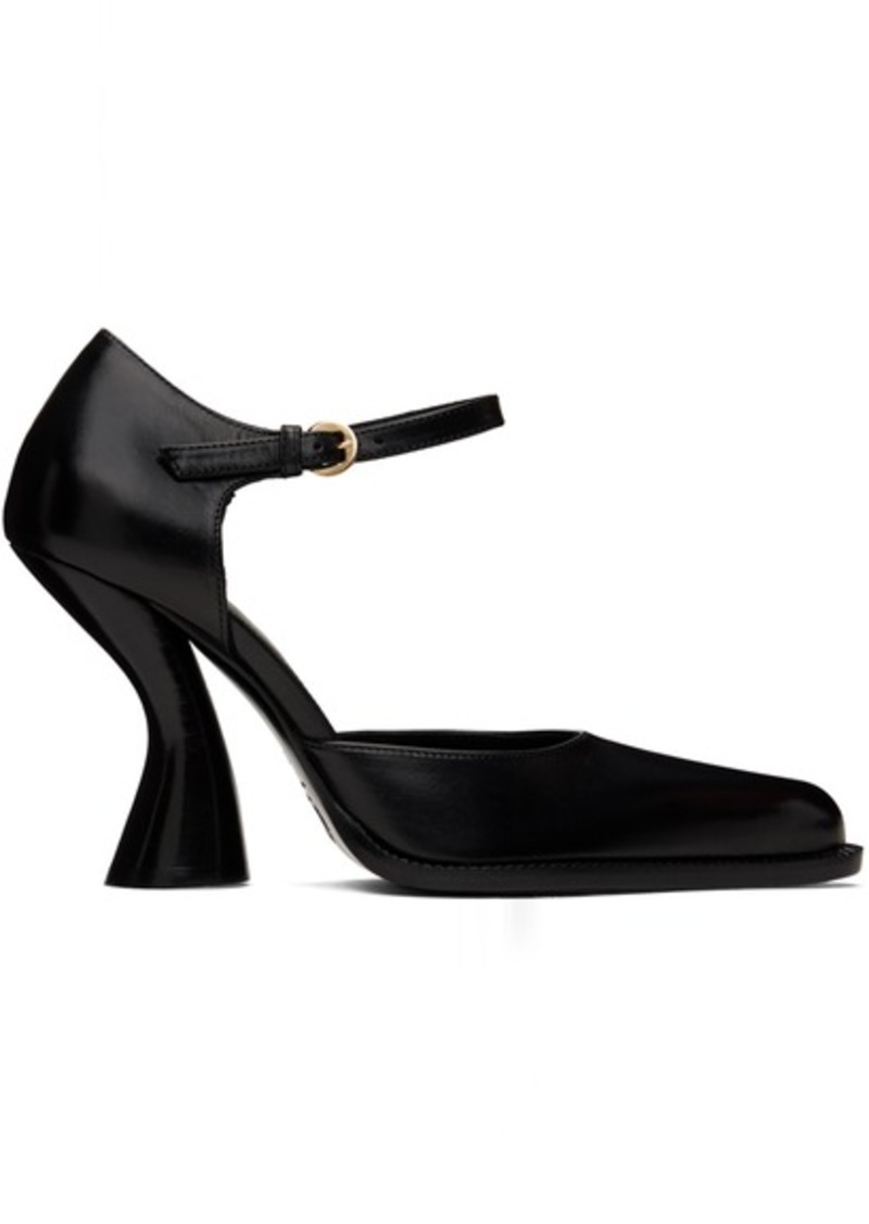 Dries Van Noten Black Leather Heeled Sandals