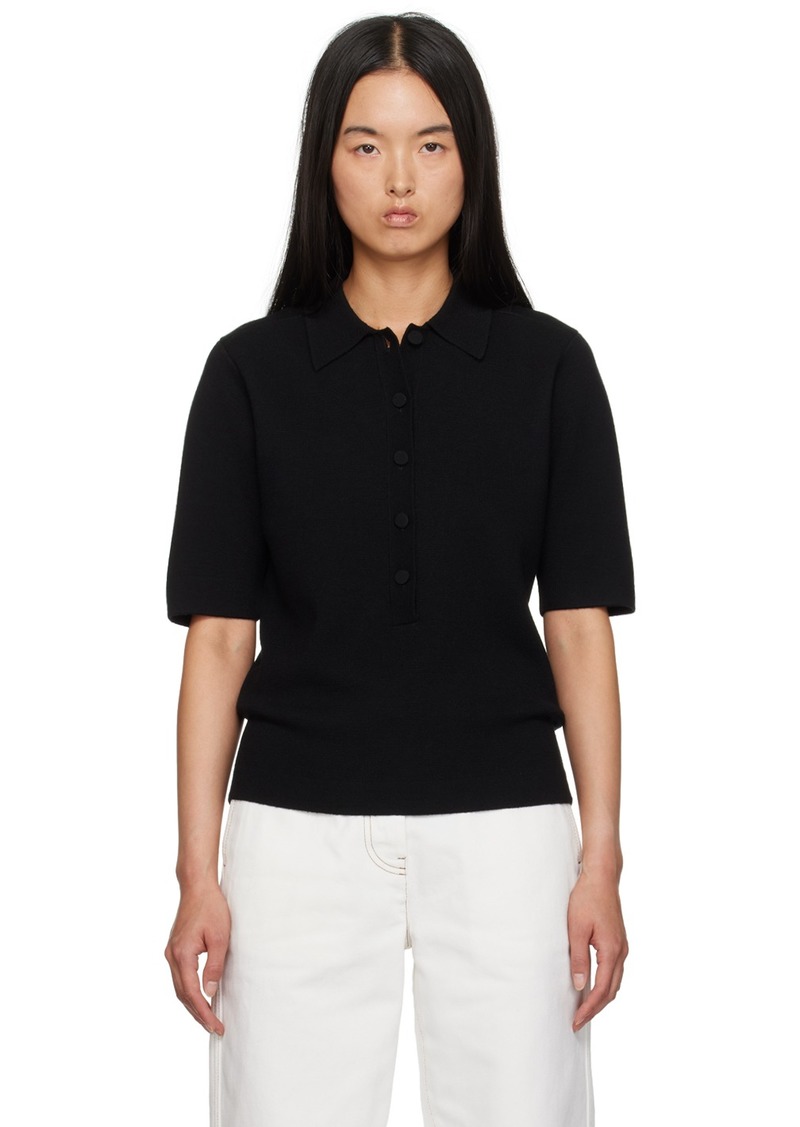 Dries Van Noten Black Merino Wool Polo