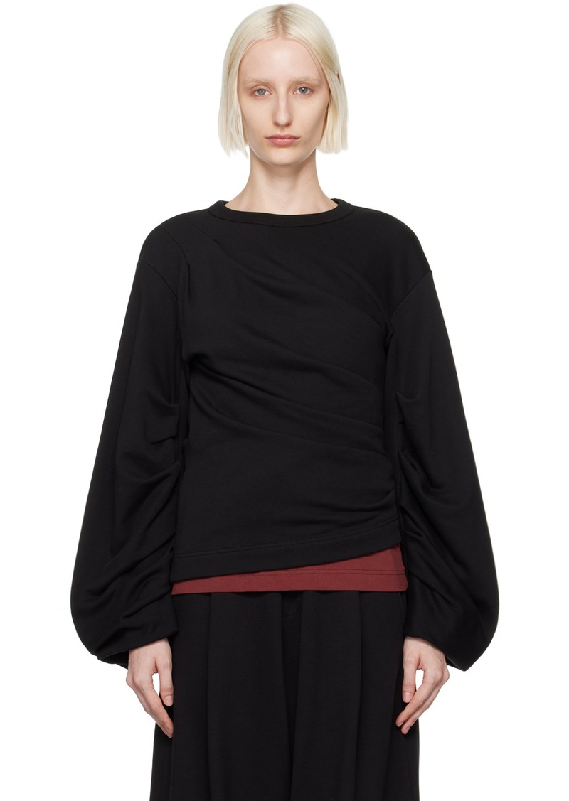 Dries Van Noten Black Pleated Sweatshirt