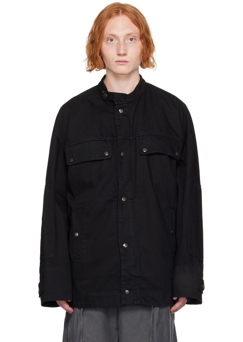 Dries Van Noten Black Press-Stud Denim Jacket