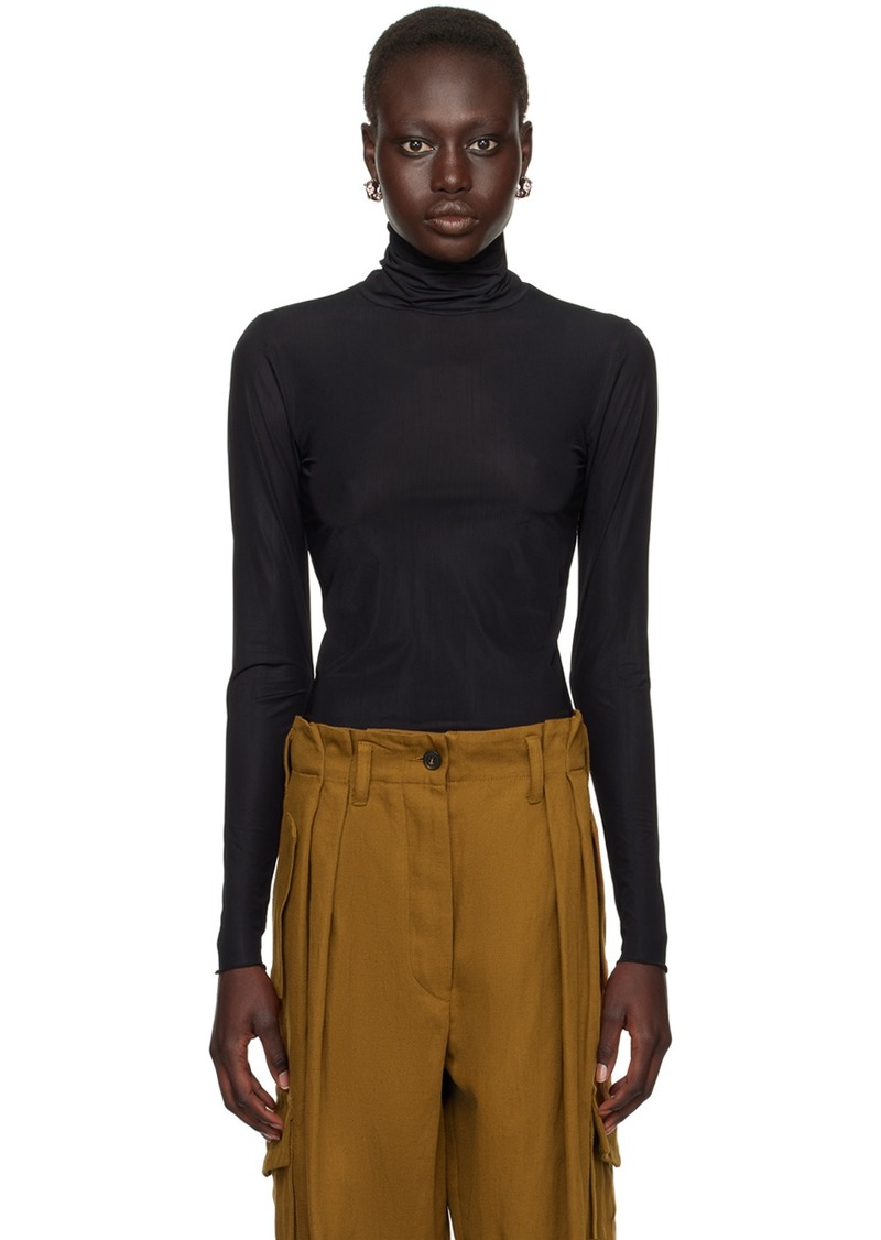 Dries Van Noten Black Sheer Turtleneck