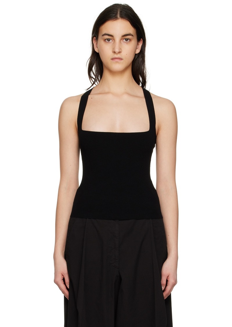 Dries Van Noten Black Square Neck Tank Top