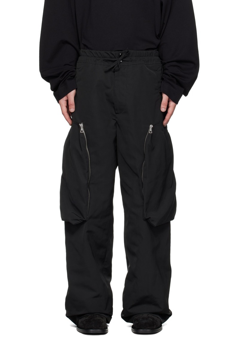 Dries Van Noten Black Wide-Leg Cargo Pants