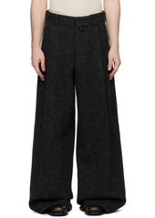 Dries Van Noten Black Wide Pleated Trousers