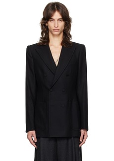 Dries Van Noten Black Wool & Cashmere Peaked Lapel Blazer