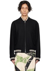 Dries Van Noten Black Zip Bomber Jacket