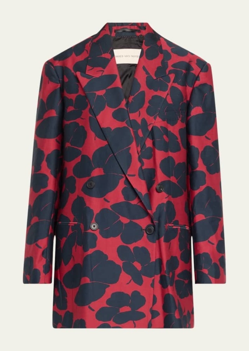 Dries Van Noten Bliss Printed Oversized Double-Breasted Jacket