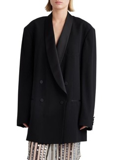Dries Van Noten Blissy Oversize Wool & Silk Blend Tuxedo Jacket
