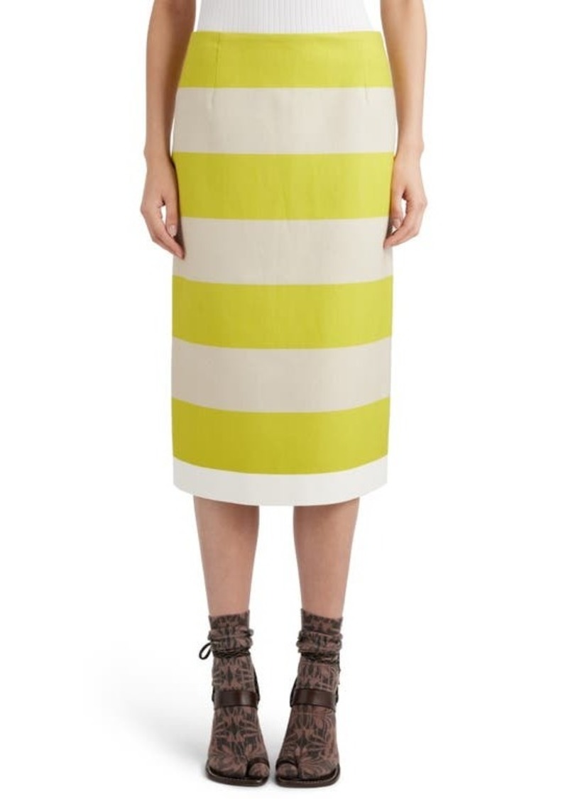 Dries Van Noten Block Stripe Cotton Pencil Skirt