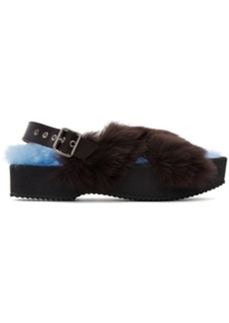 Dries Van Noten Blue & Black Furry Sandals