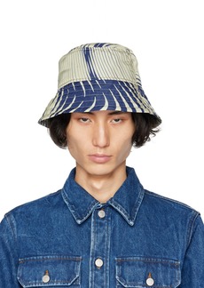 Dries Van Noten Blue & Off-White Gilly Bucket Hat