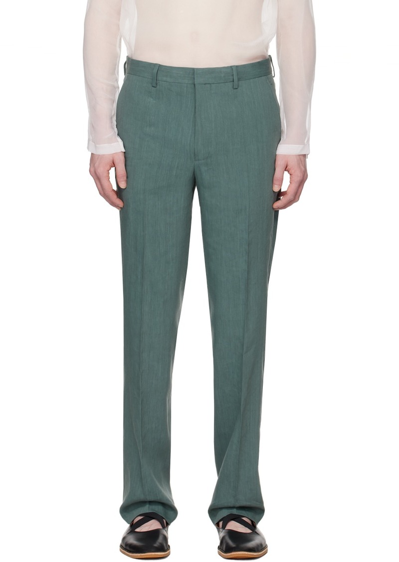 Dries Van Noten Blue Creased Trousers