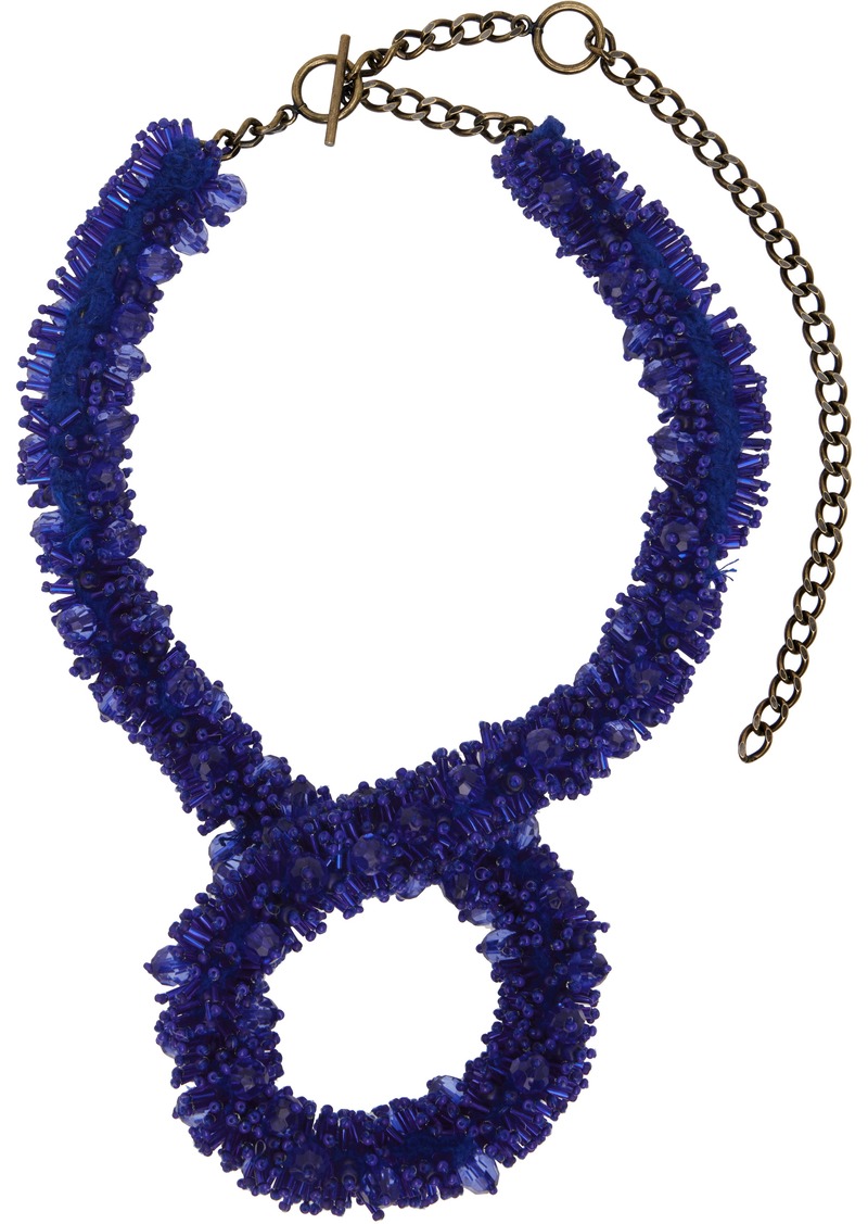 Dries Van Noten Blue Embroidered Necklace