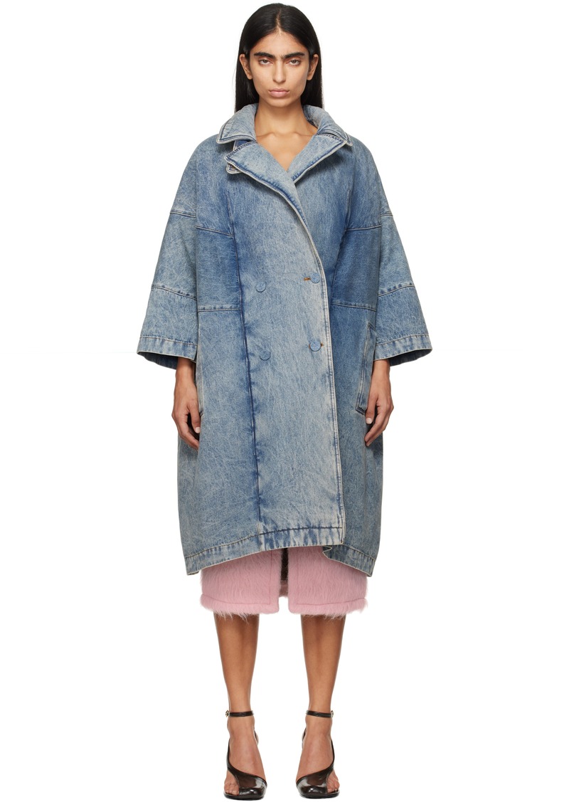 Dries Van Noten Blue Long Denim Coat