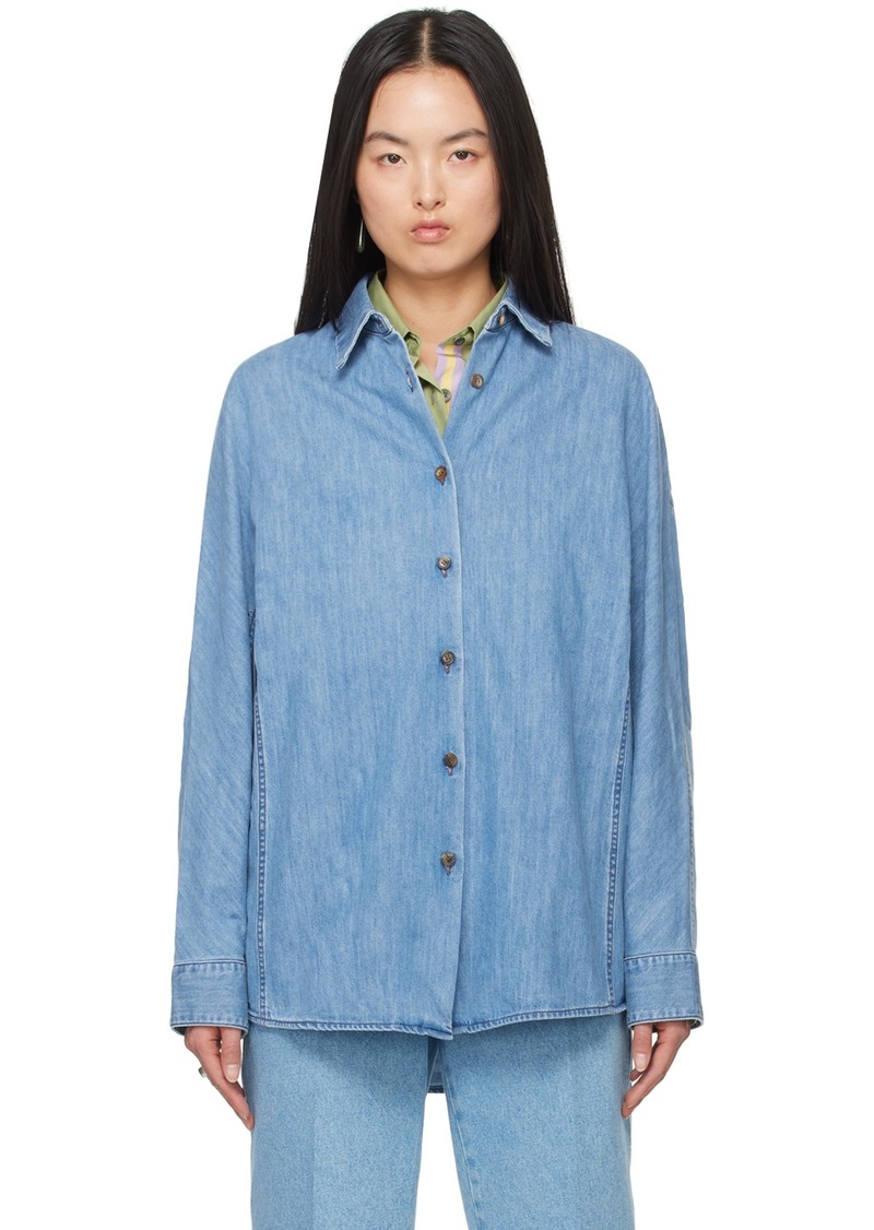 Dries Van Noten Blue Oversized Denim Shirt