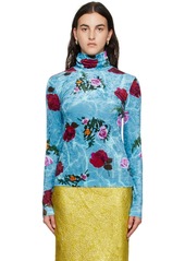 Dries Van Noten Blue Rose Turtleneck