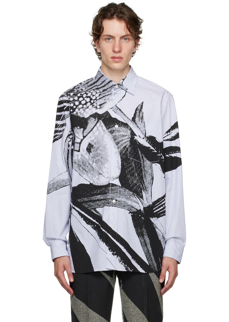 Dries Van Noten Blue Screenprint Shirt