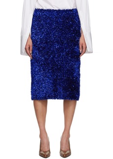 Dries Van Noten Blue Tinsel Midi Skirt