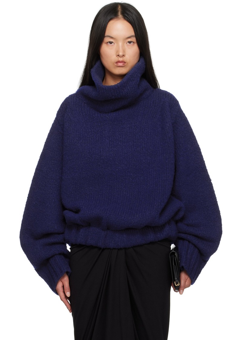 Dries Van Noten Blue Wool Turtleneck