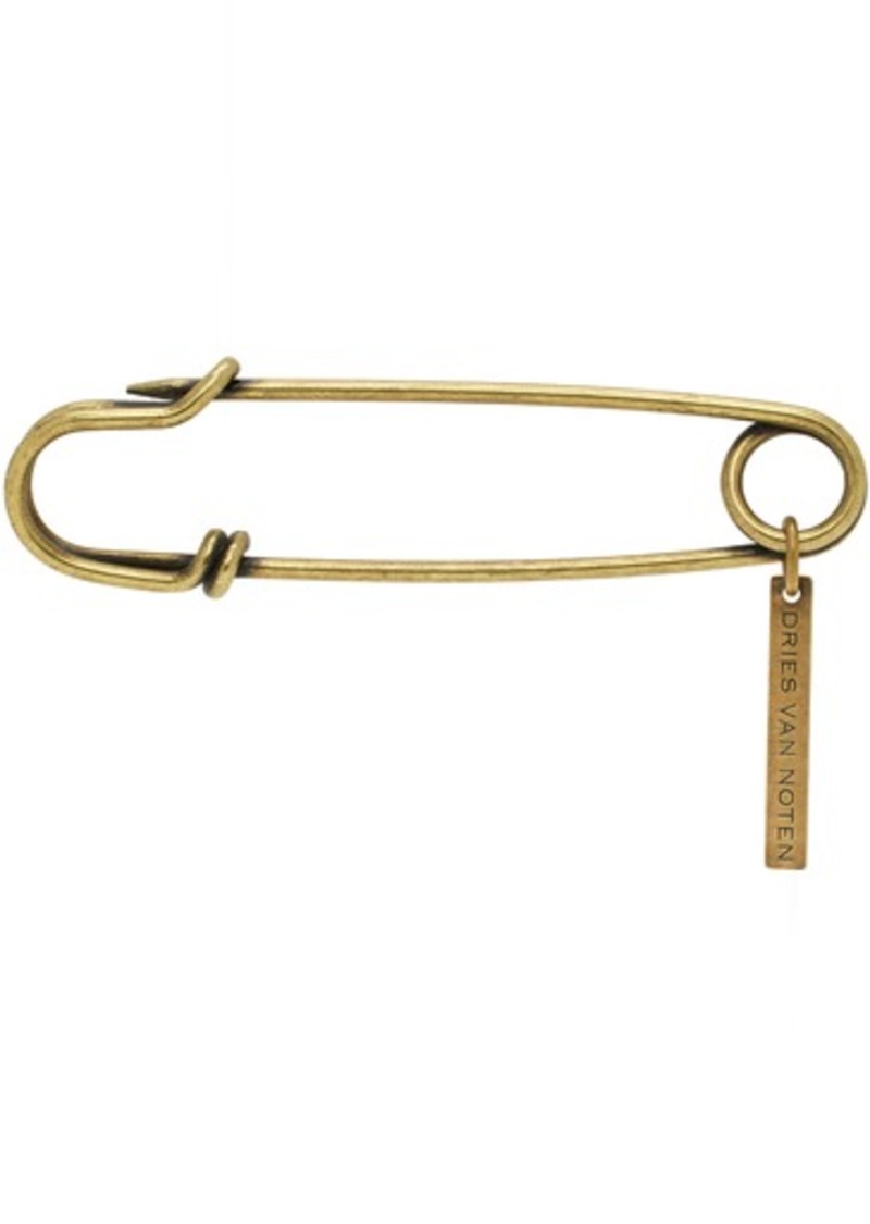 Dries Van Noten Brass Safety Pin Brooch