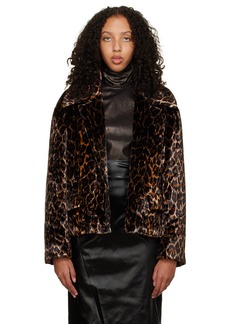 Dries Van Noten Brown Leopard Faux-Fur Jacket