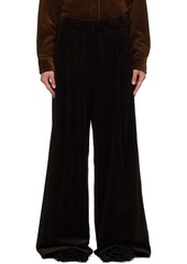 Dries Van Noten Brown Pleated Trousers